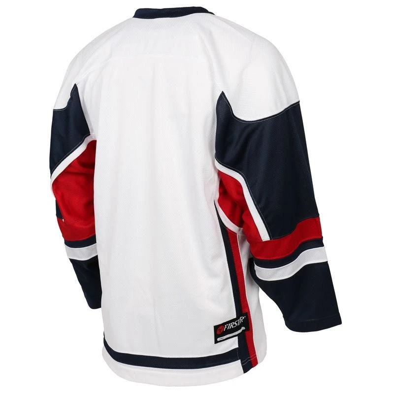 Stadium Adult Hockey Jersey - White/Navy/Red 1 Stadium Adult Hockey Jersey - White/Navy/Red