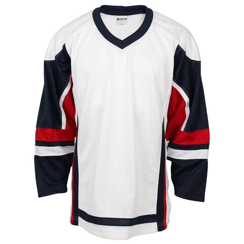 Stadium Adult Hockey Jersey - White/Navy/Red 2 Stadium Adult Hockey Jersey - White/Navy/Red - Image 2
