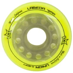 Labeda Union X-Soft 74A Roller Hockey Wheel - Yellow - 4 Pack -Ice Hockey Equipment Shop labeda hockey wheel union x soft 76a 4pk inset3